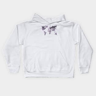 World Map in Purple and Lilac Kids Hoodie